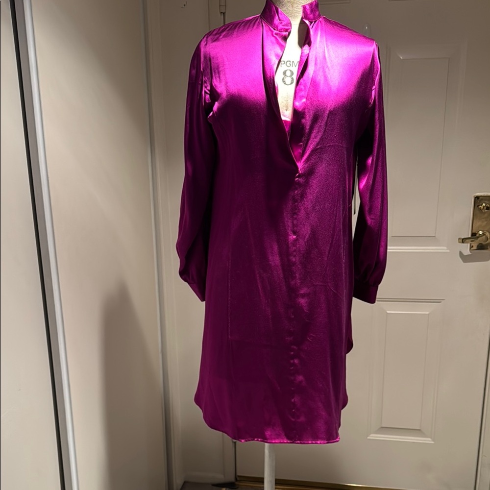 Richard Rizi Long Sleeve Dress in Shiny Purple